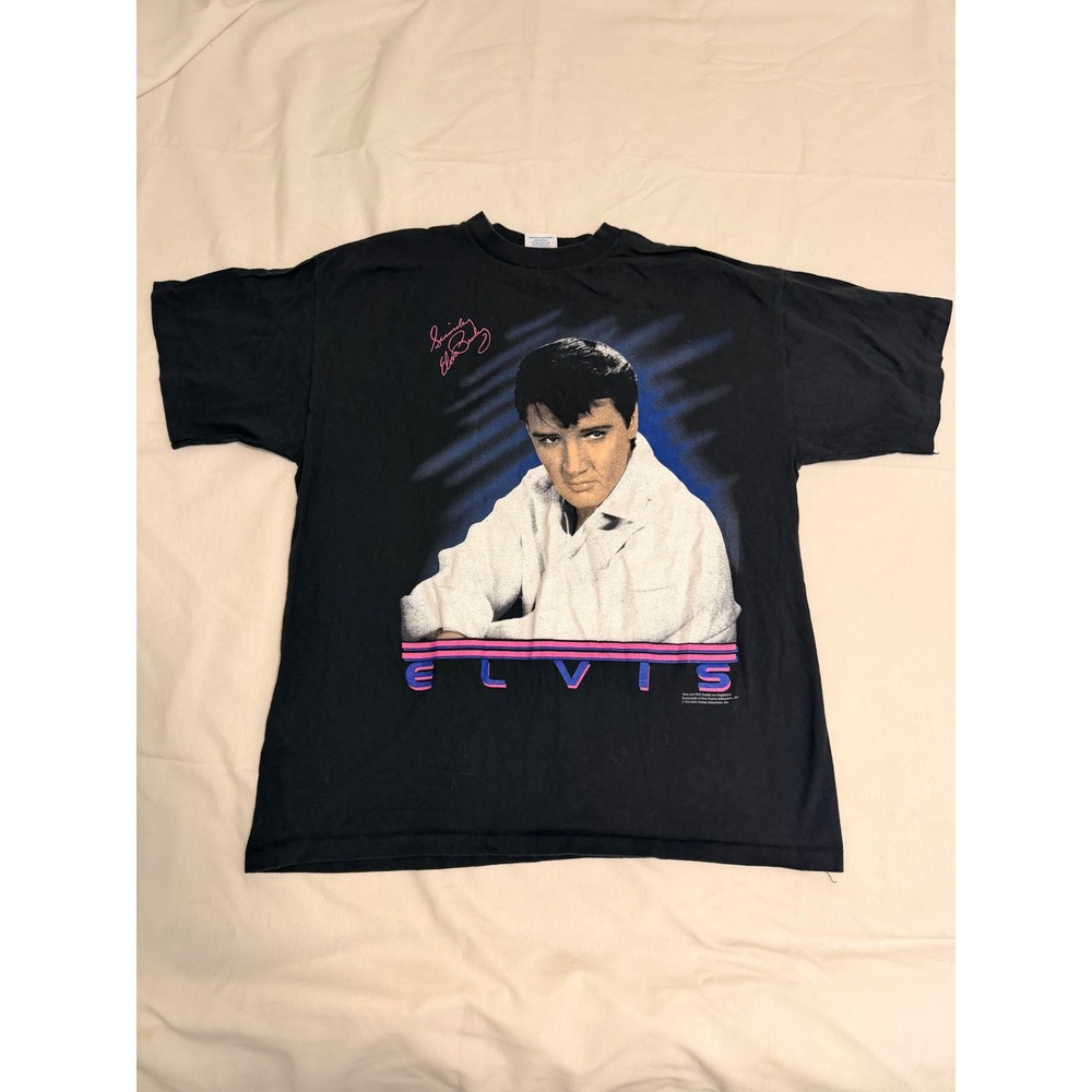 Vintage 1994 Elvis Presley Shirt Premier Sportswear Black XL Made in USA 90s Tee